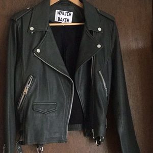 Walter Baker Lamb Leather Green Biker Jacket
